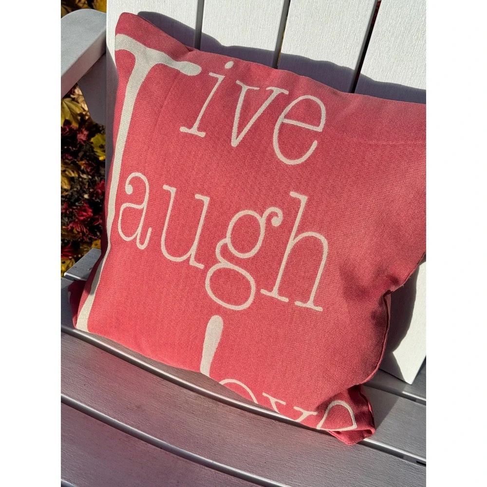 Decorative Throw Pillow Coral Live Laugh Love Accent Square 18